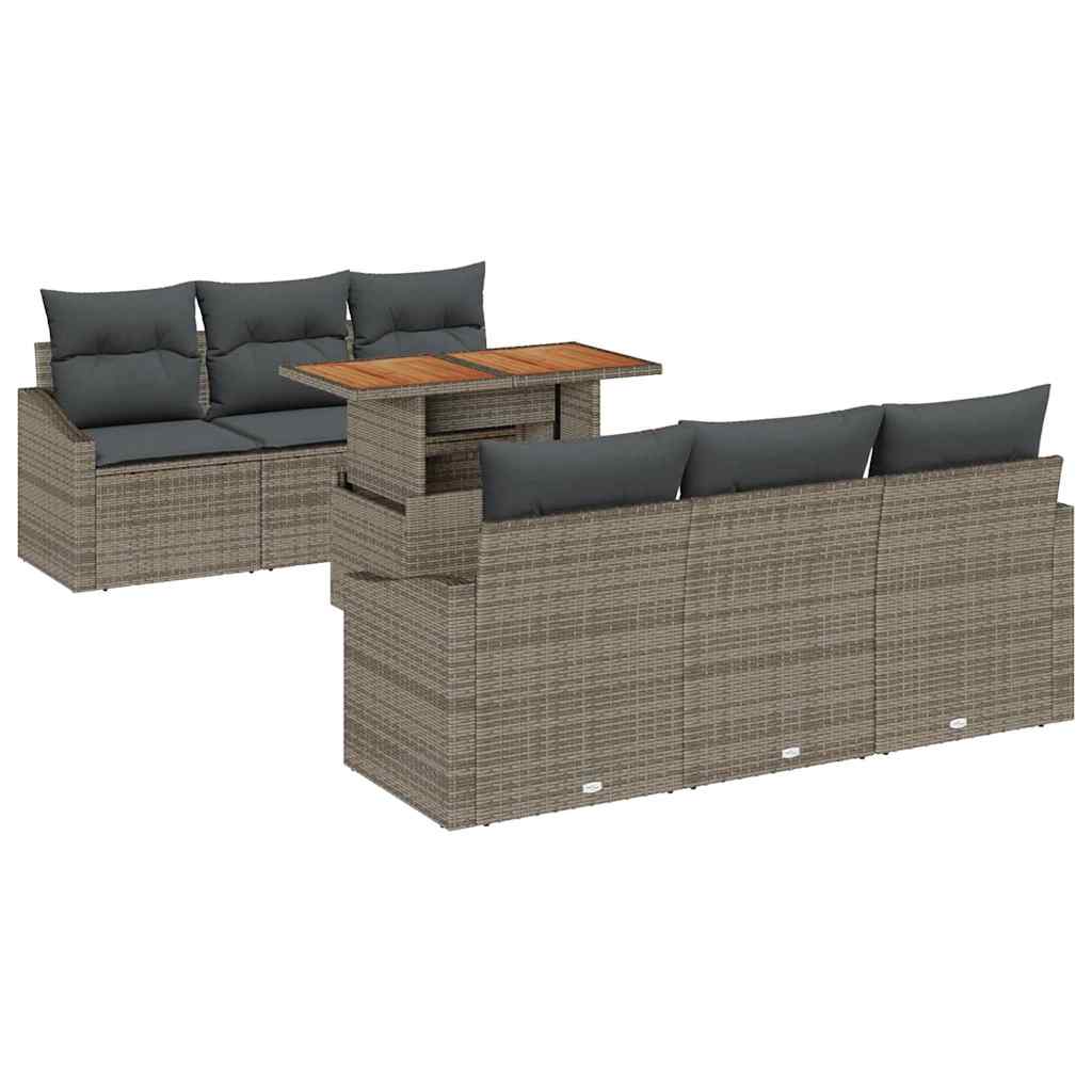 Garten-Sofa-Set mit Kissen Grau, Braun 100 x 55 x 73 cm