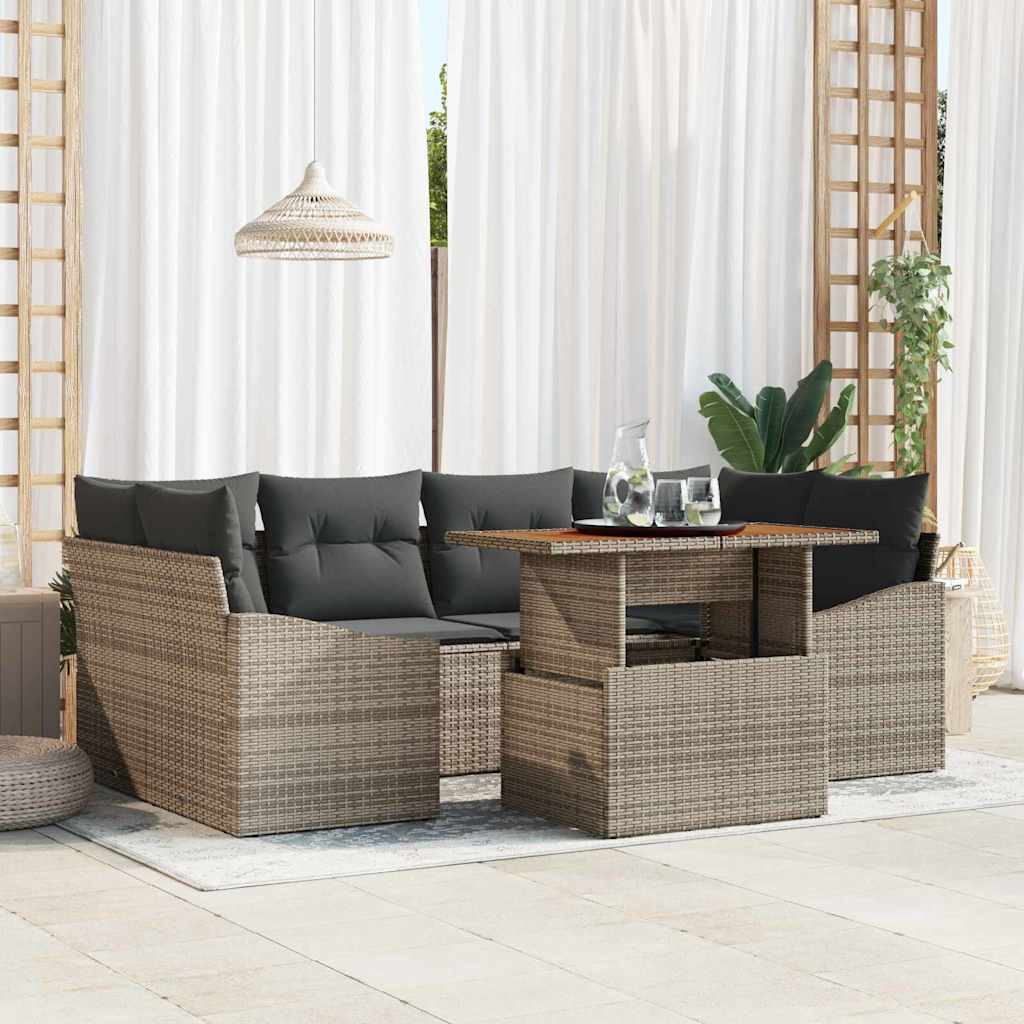 Garten Essgruppe mit Kissen Grau, Braun 100 x 55 x 73 cm