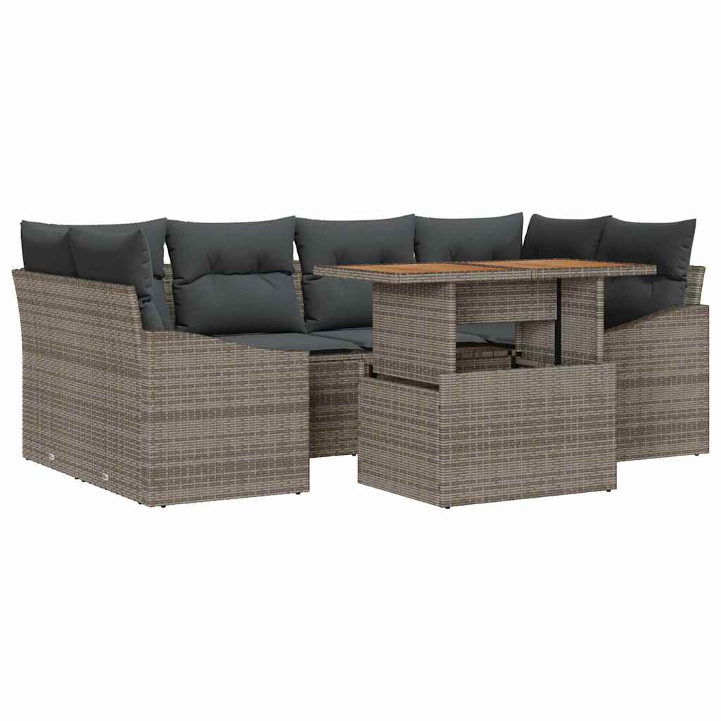 Garten Essgruppe mit Kissen Grau, Braun 100 x 55 x 73 cm