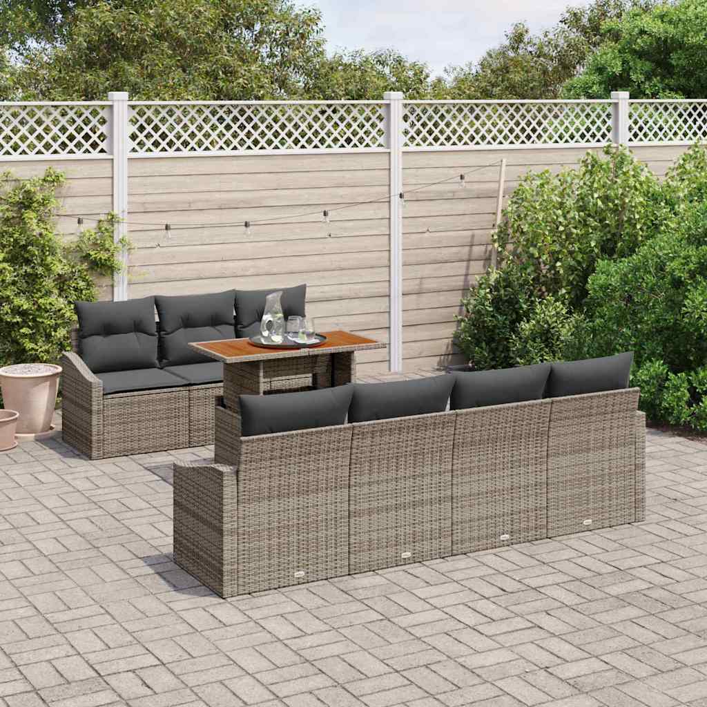 Garten Essgruppe mit Kissen Grau, Braun 100 x 55 x 73 cm