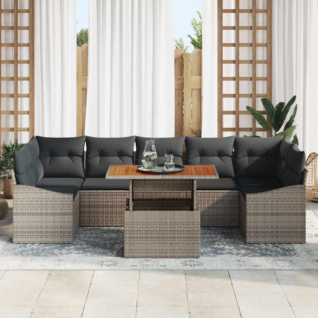 Garten Essgruppe mit Kissen Grau, Braun 100 x 55 x 73 cm