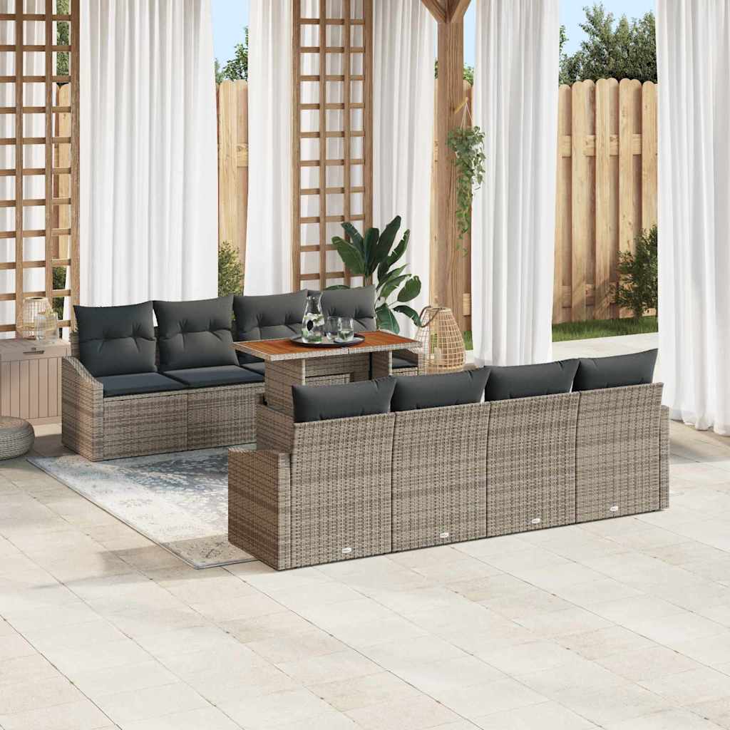 Garten Essgruppe mit Kissen Grau, Braun 100 x 55 x 73 cm