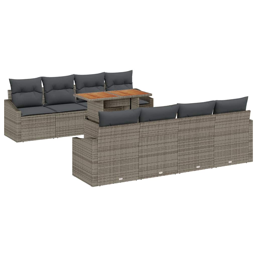Garten Essgruppe mit Kissen Grau, Braun 100 x 55 x 73 cm