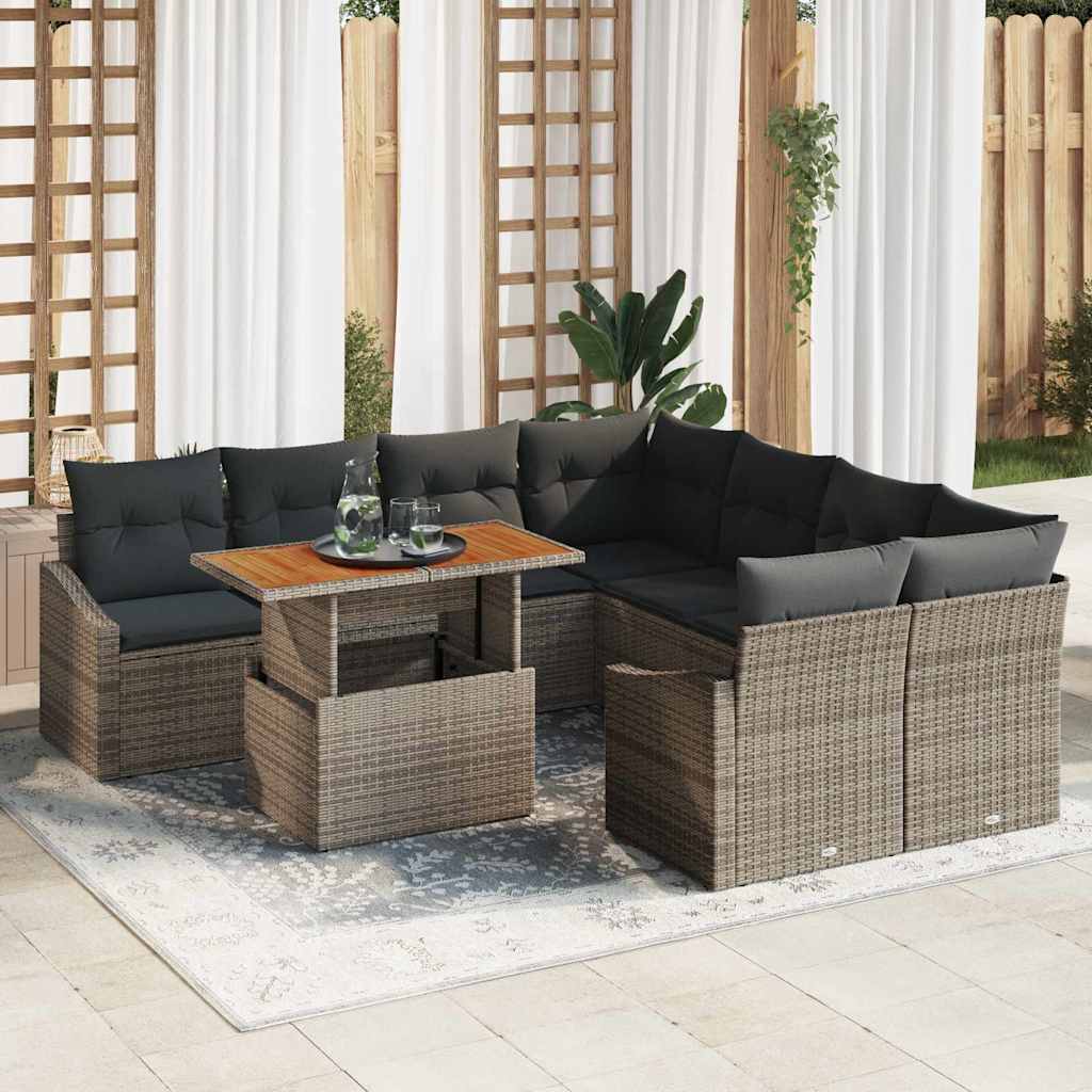 Garten Essgruppe mit Kissen Grau, Braun 100 x 55 x 73 cm