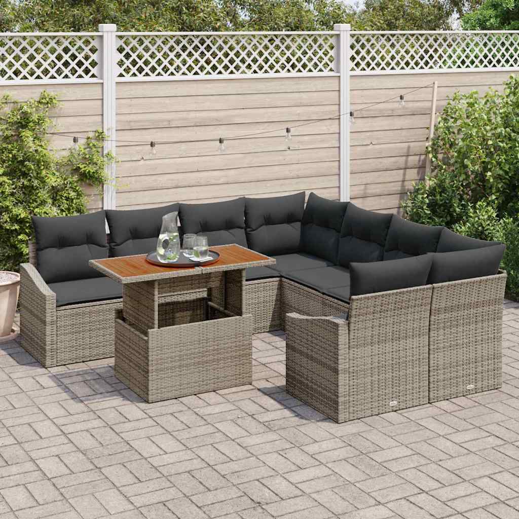 Garten Essgruppe mit Kissen Grau, Braun 100 x 55 x 73 cm