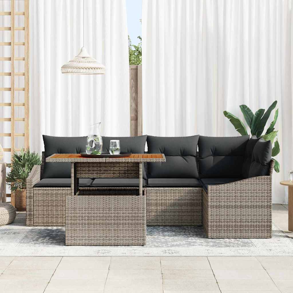 Garten Essgruppe mit Kissen Grau, Braun 100 x 55 x 73 cm