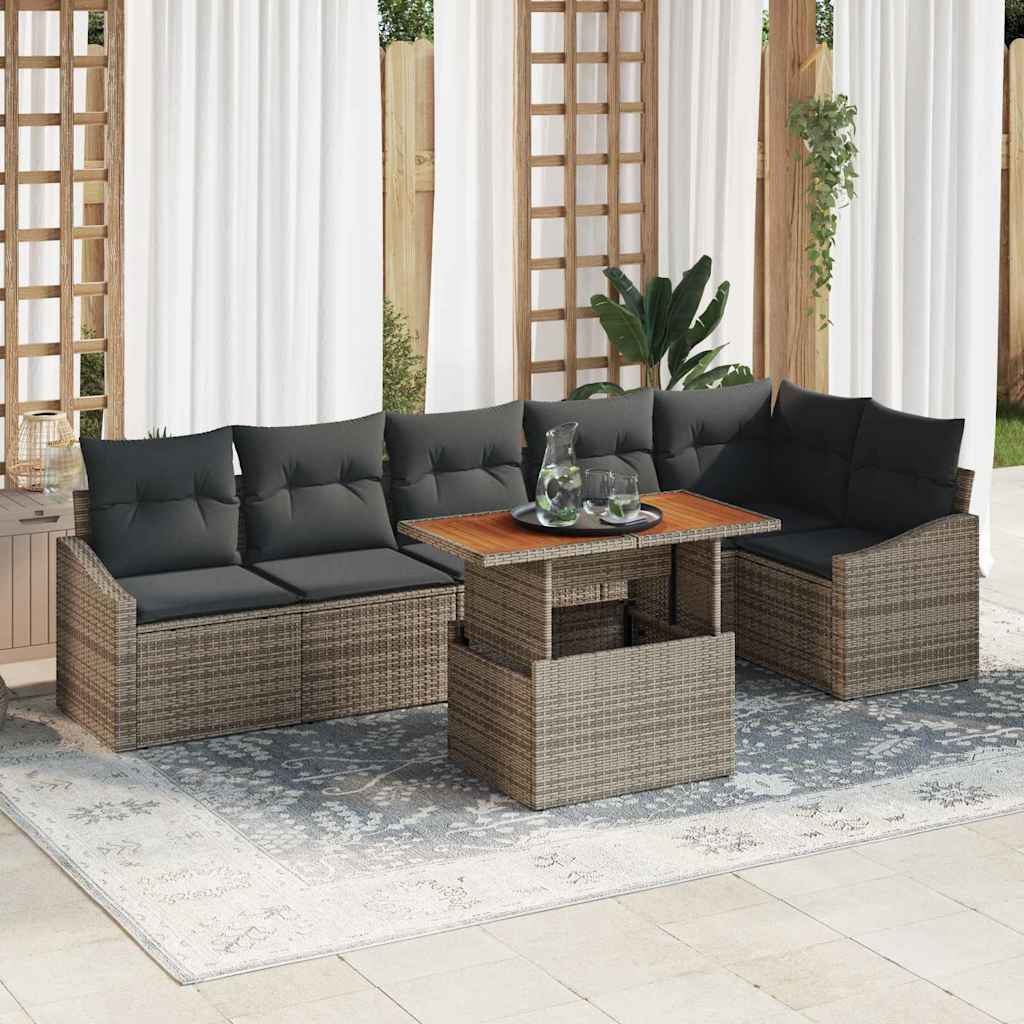 Garten Essgruppe mit Kissen Grau, Braun 100 x 55 x 73 cm