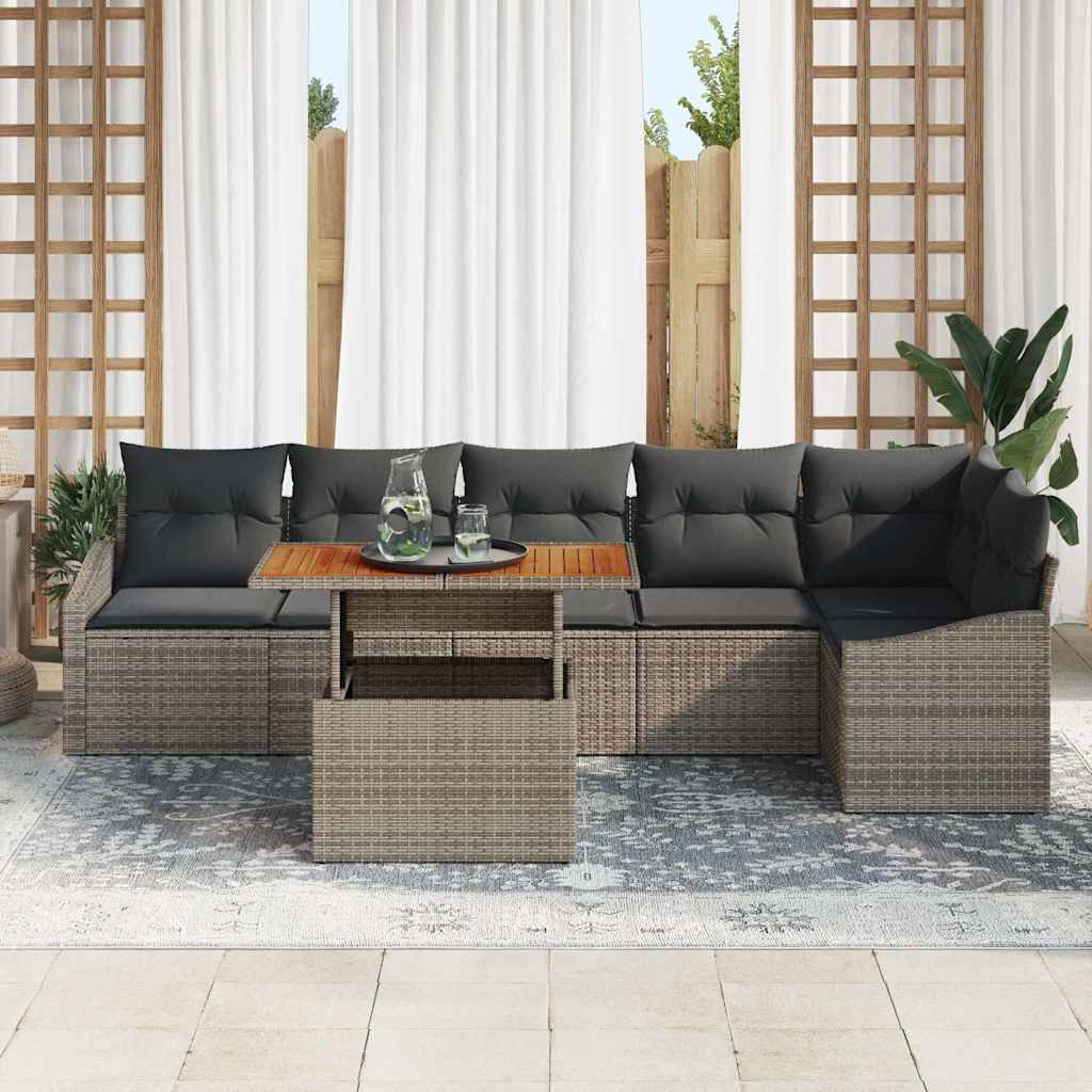 Garten Essgruppe mit Kissen Grau, Braun 100 x 55 x 73 cm