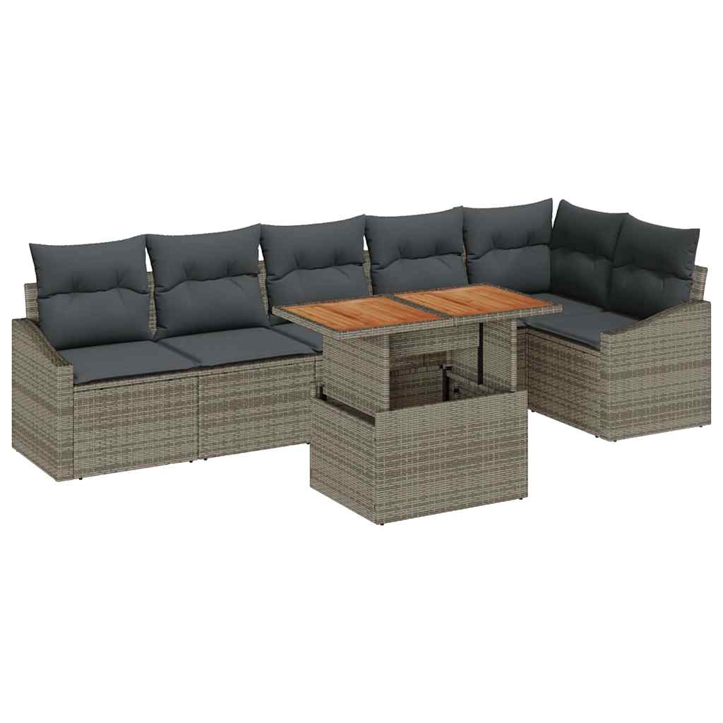 Garten Essgruppe mit Kissen Grau, Braun 100 x 55 x 73 cm