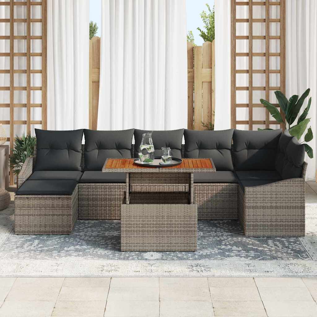 Garten Essgruppe mit Kissen 8 pcs Grau, Braun