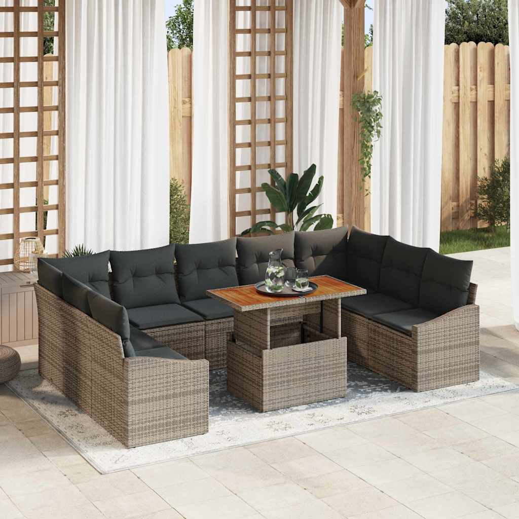 Garten Essgruppe mit Kissen 10 pcs Grau, Braun 100 x 55 x 73 cm