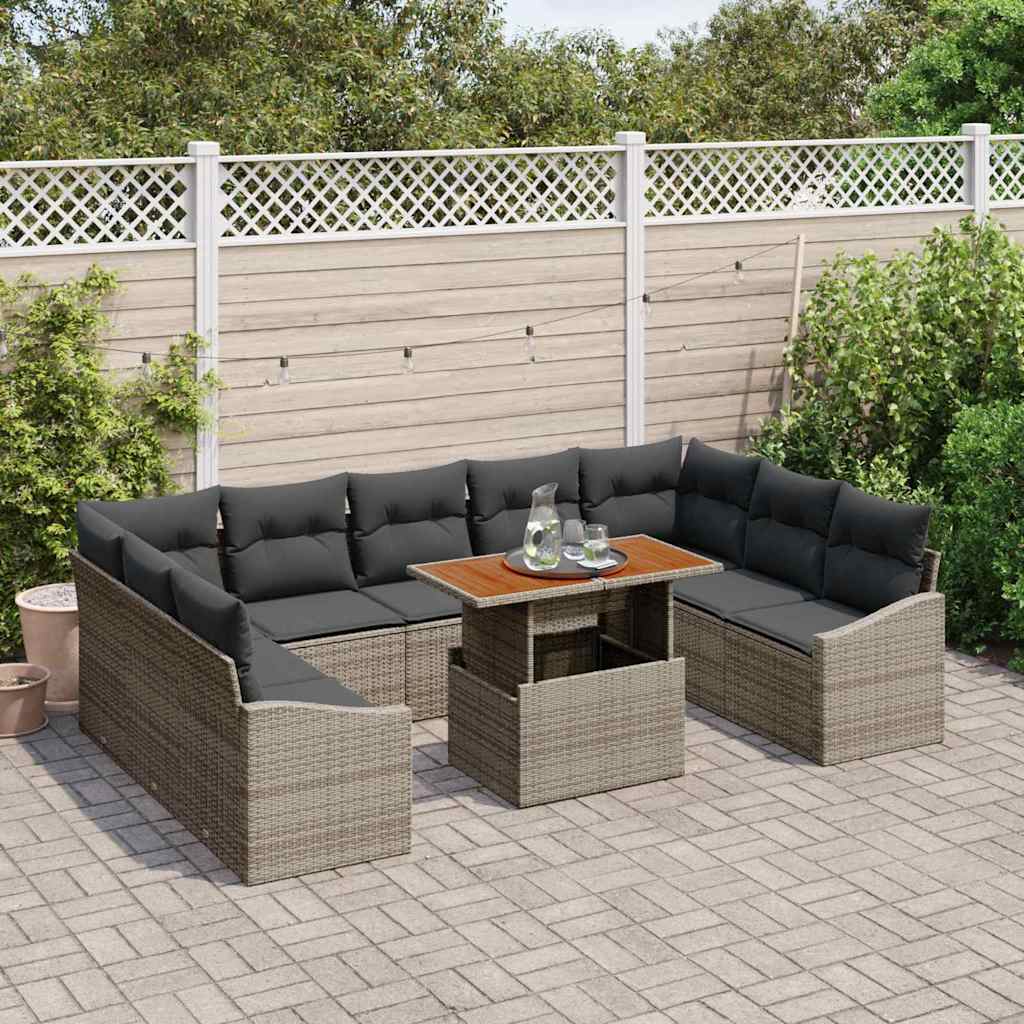 Garten Essgruppe mit Kissen 10 pcs Grau, Braun 100 x 55 x 73 cm