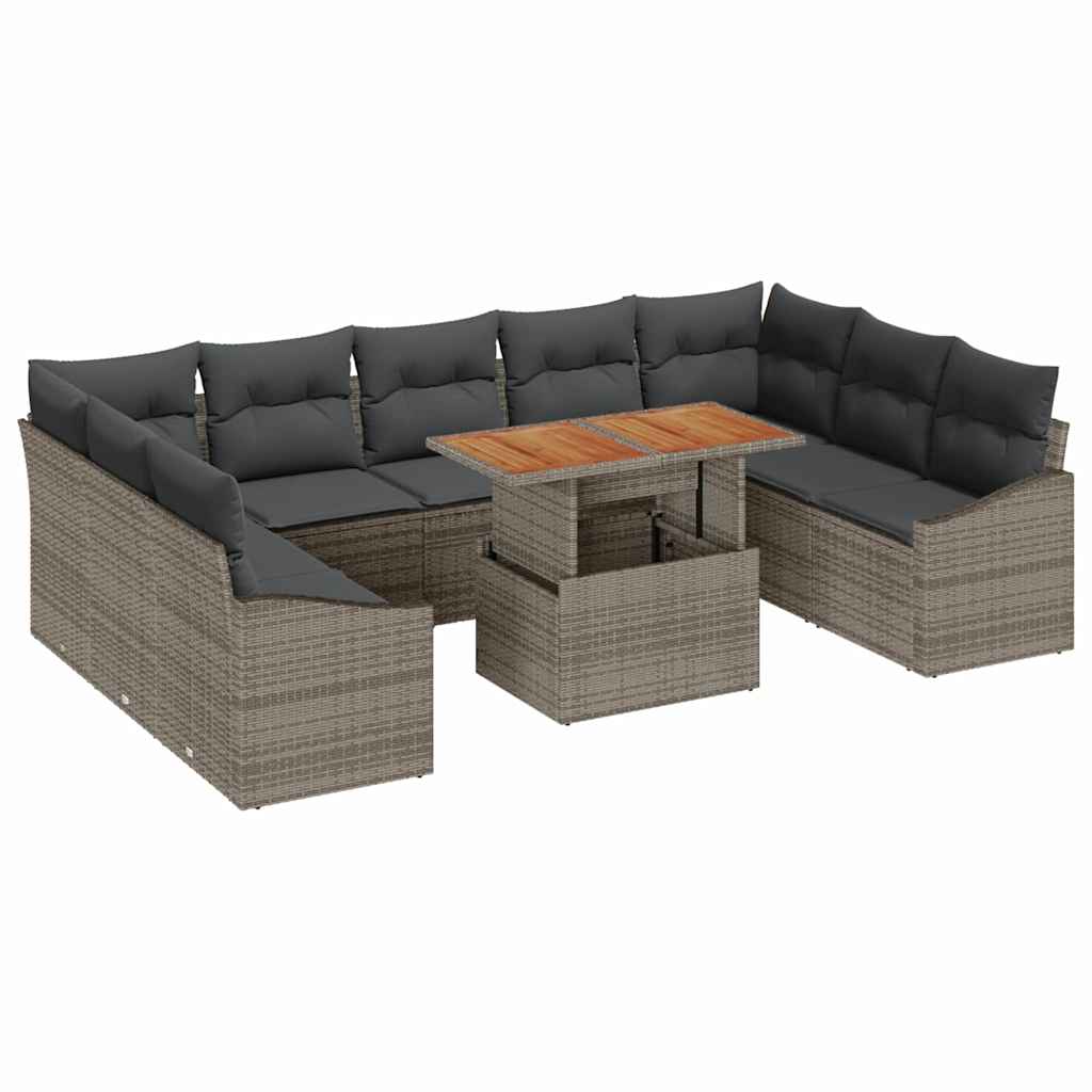 Garten Essgruppe mit Kissen 10 pcs Grau, Braun 100 x 55 x 73 cm