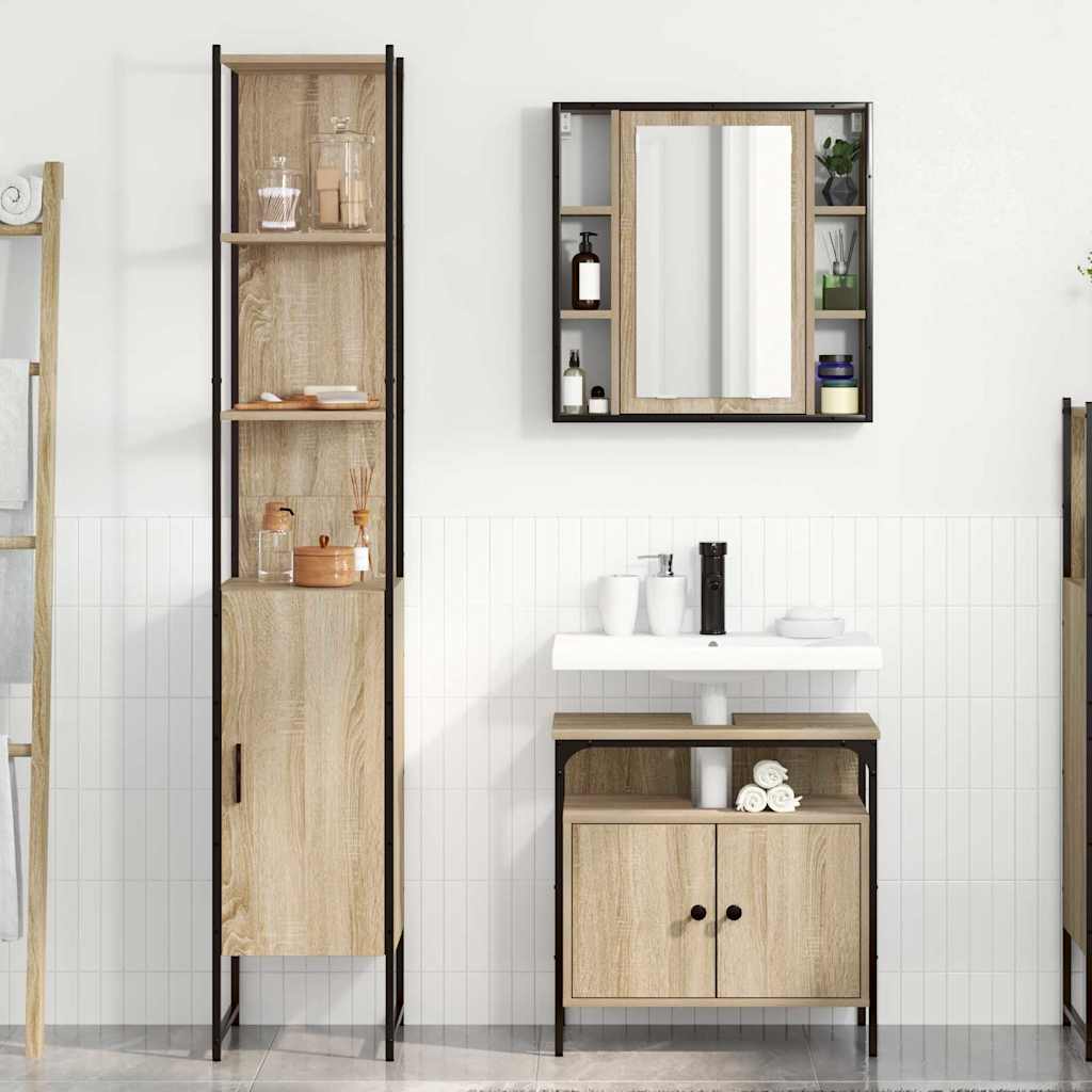 Badezimmermöbel Set 3 pcs Sonoma Eiche 33 x 33 x 185.5 cm