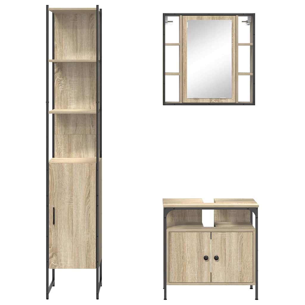 Badezimmermöbel Set 3 pcs Sonoma Eiche 33 x 33 x 185.5 cm