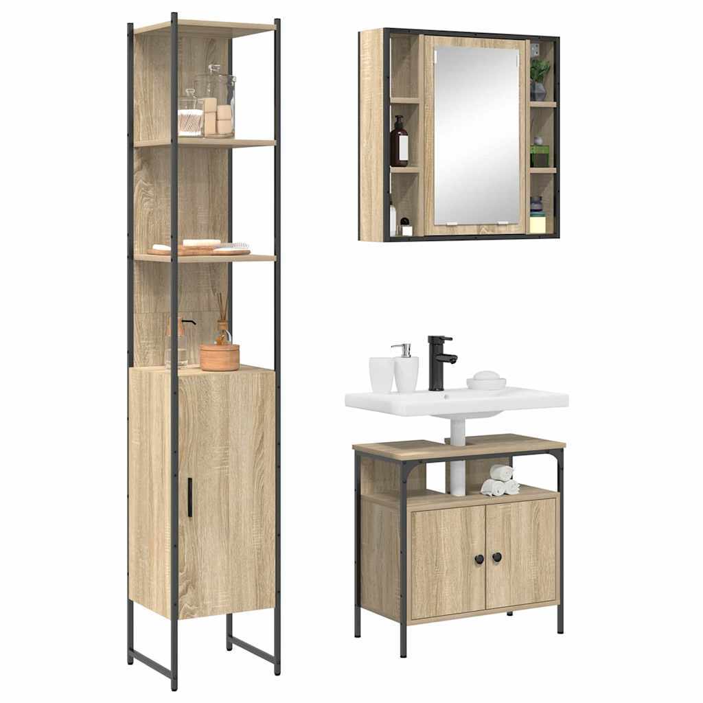Badezimmermöbel Set 3 pcs Sonoma Eiche 33 x 33 x 185.5 cm
