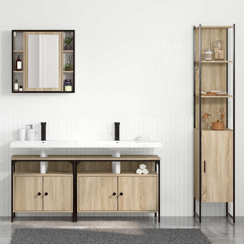 Badezimmermöbel Set 4 pcs Sonoma Eiche 33 x 33 x 185.5 cm