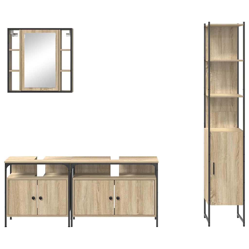 Badezimmermöbel Set 4 pcs Sonoma Eiche 33 x 33 x 185.5 cm