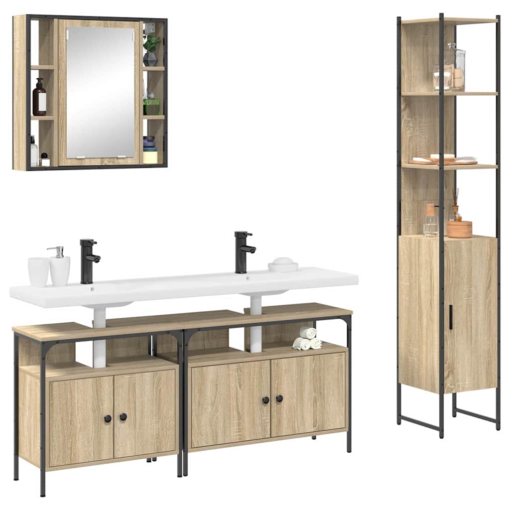 Badezimmermöbel Set 4 pcs Sonoma Eiche 33 x 33 x 185.5 cm