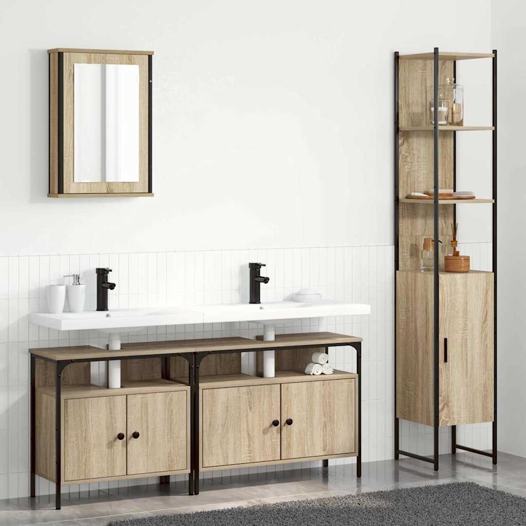 Badezimmermöbel Set 4 pcs Sonoma Eiche 33 x 33 x 185.5 cm