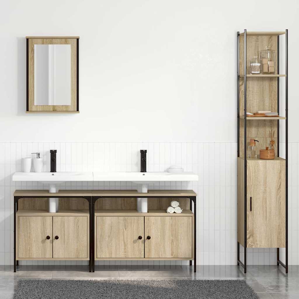 Badezimmermöbel Set 4 pcs Sonoma Eiche 33 x 33 x 185.5 cm