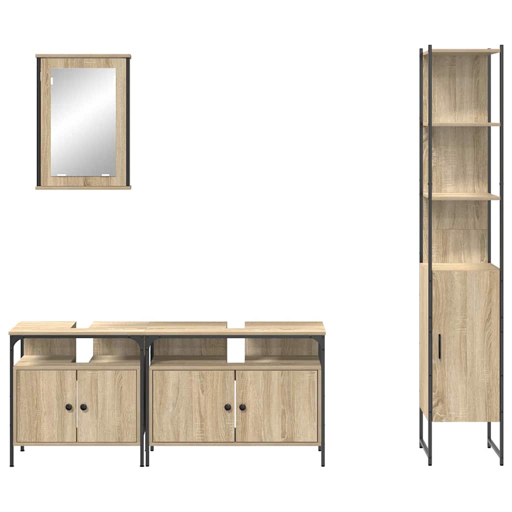 Badezimmermöbel Set 4 pcs Sonoma Eiche 33 x 33 x 185.5 cm