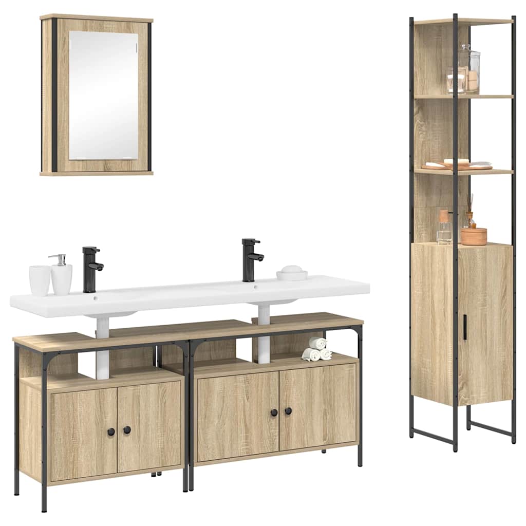 Badezimmermöbel Set 4 pcs Sonoma Eiche 33 x 33 x 185.5 cm