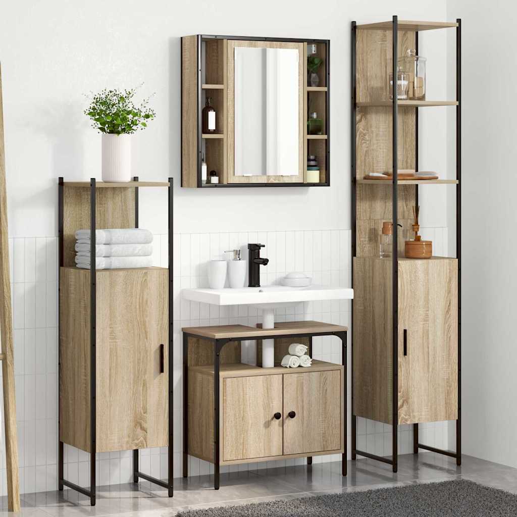 Badezimmermöbel Set 4 pcs Sonoma Eiche 33 x 33 x 185.5 cm