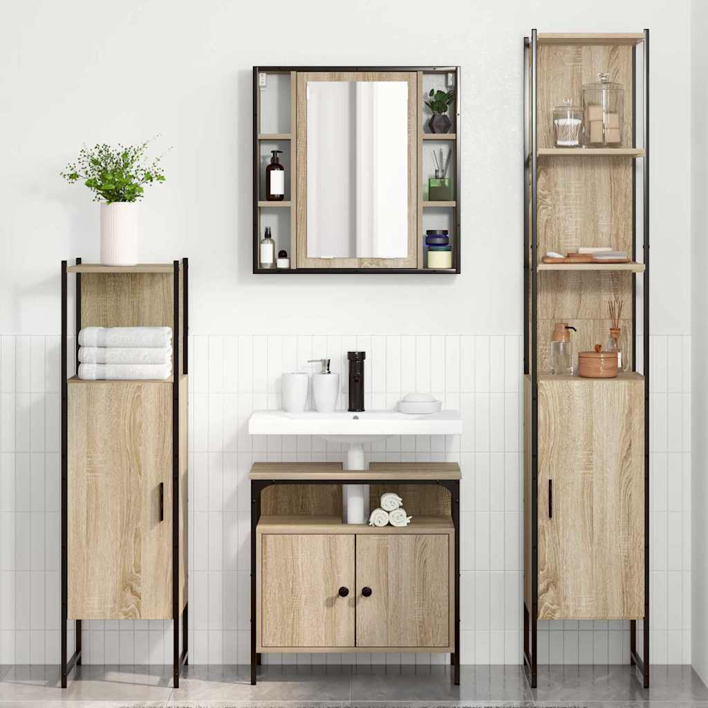 Badezimmermöbel Set 4 pcs Sonoma Eiche 33 x 33 x 185.5 cm