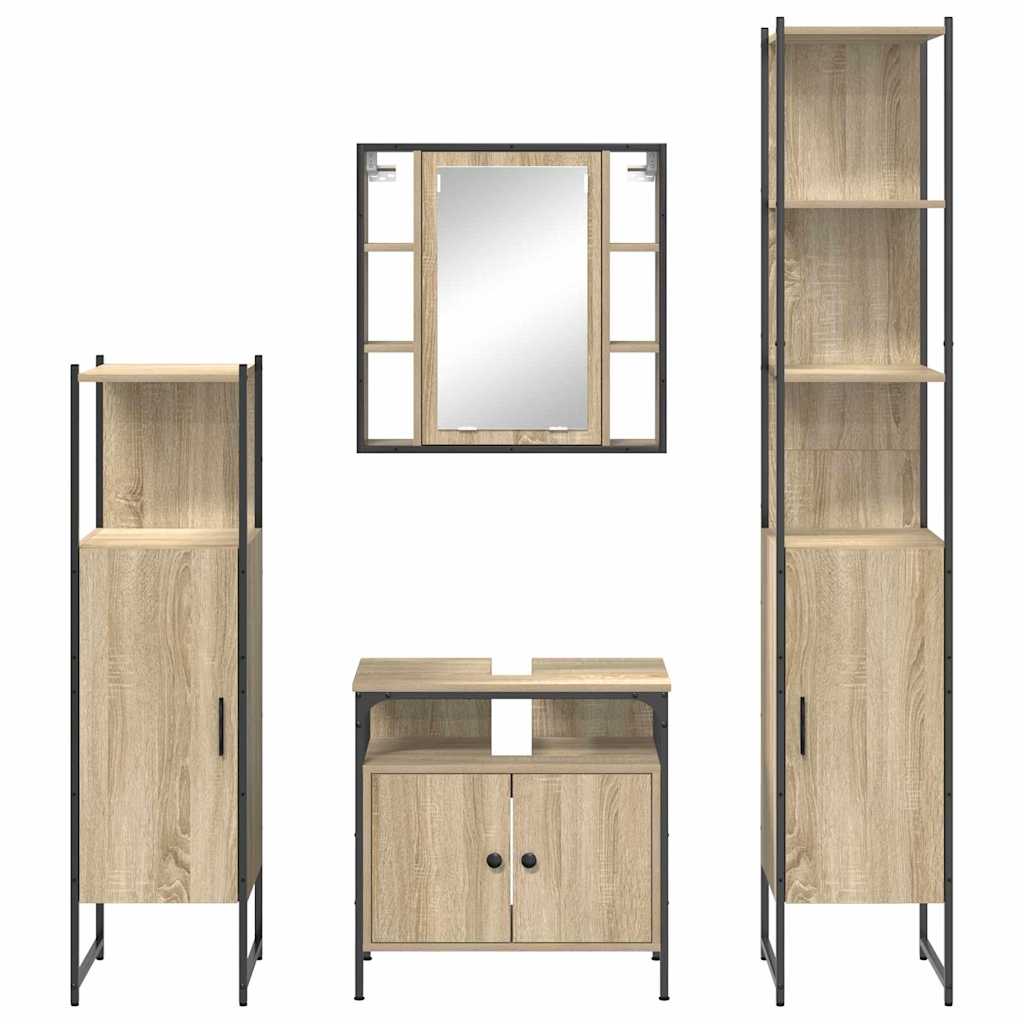 Badezimmermöbel Set 4 pcs Sonoma Eiche 33 x 33 x 185.5 cm