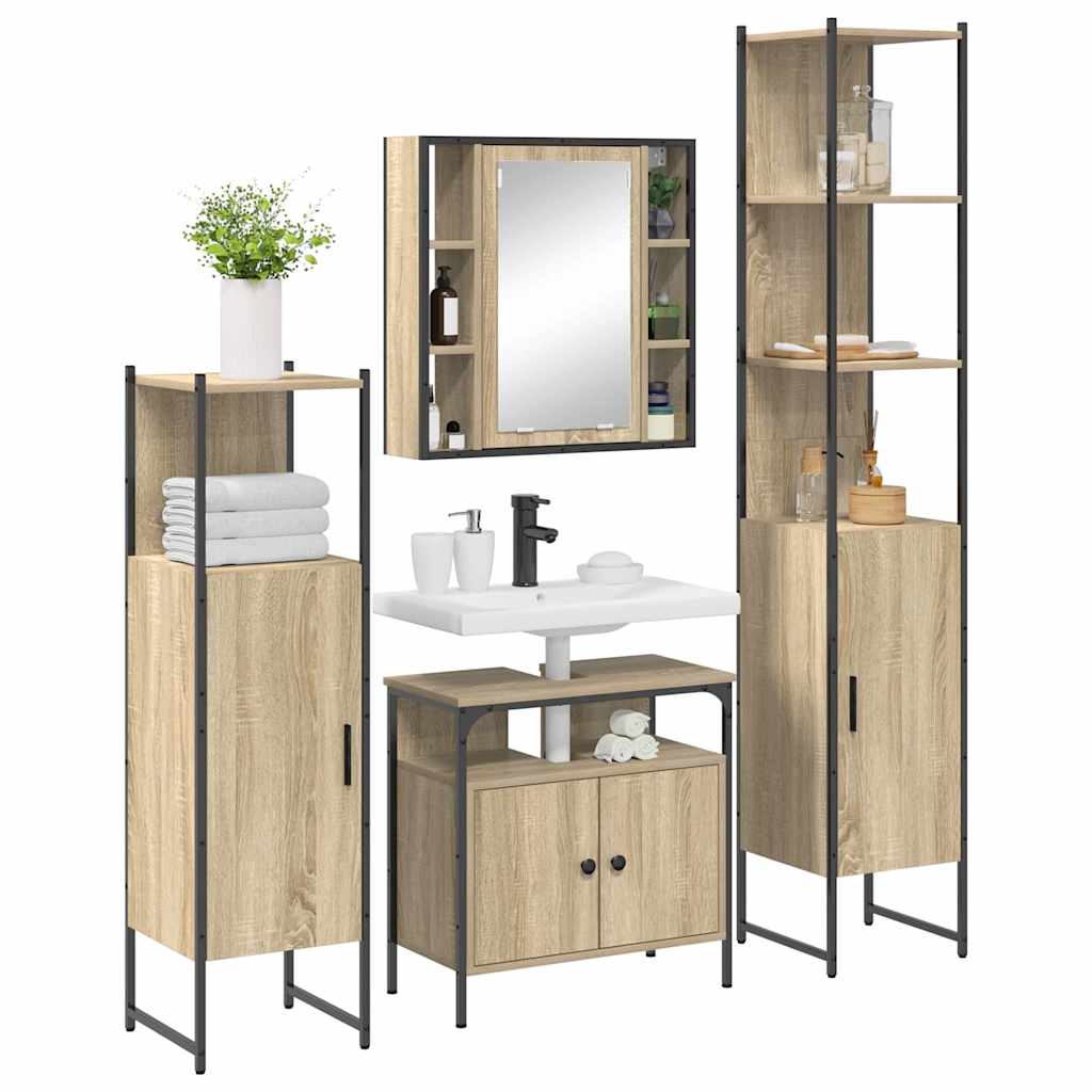 Badezimmermöbel Set 4 pcs Sonoma Eiche 33 x 33 x 185.5 cm