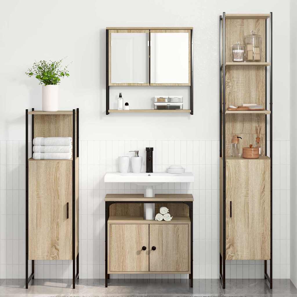 Badezimmermöbel Set 4 pcs Sonoma Eiche 33 x 33 x 185.5 cm