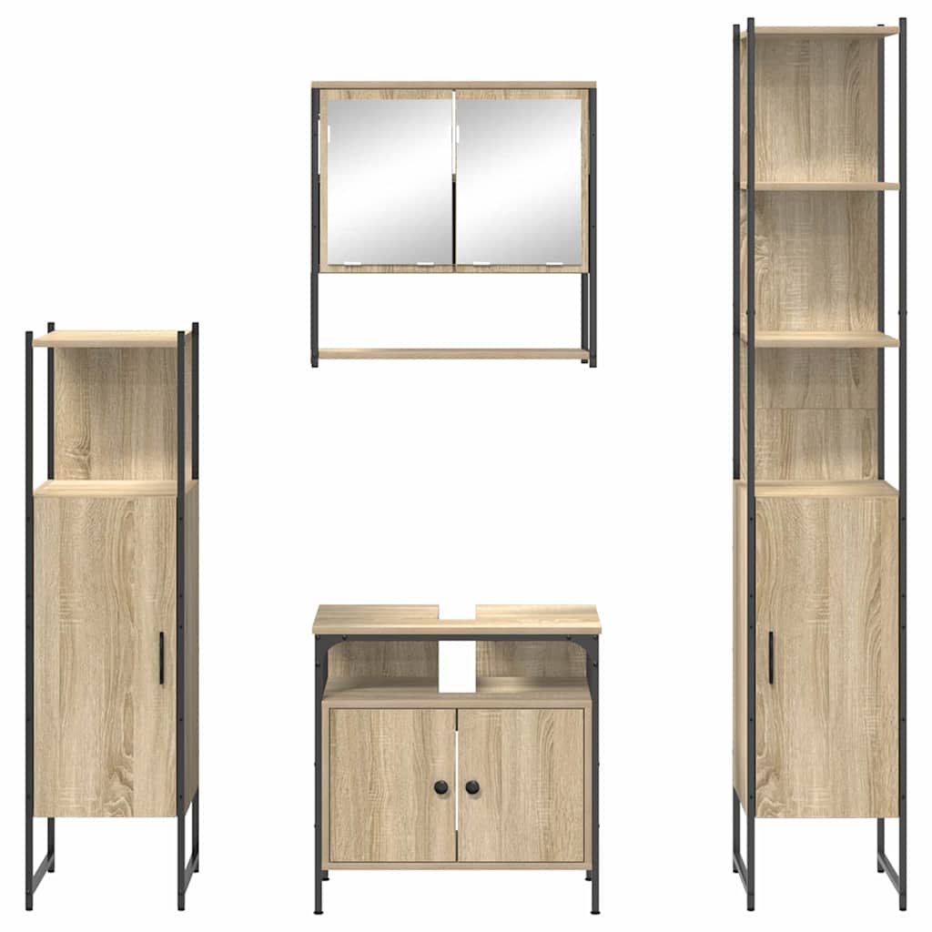 Badezimmermöbel Set 4 pcs Sonoma Eiche 33 x 33 x 185.5 cm