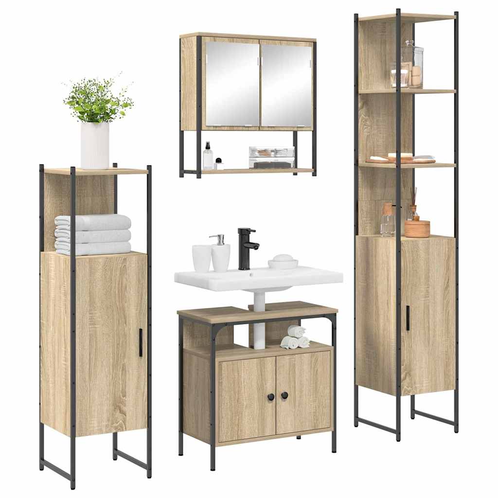 Badezimmermöbel Set 4 pcs Sonoma Eiche 33 x 33 x 185.5 cm