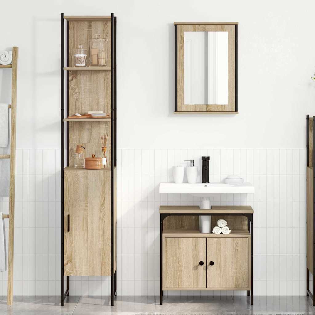 Badezimmermöbel Set 3 pcs Sonoma Eiche 33 x 33 x 185.5 cm