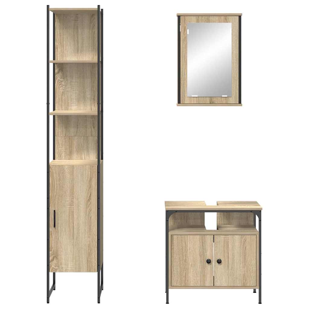 Badezimmermöbel Set 3 pcs Sonoma Eiche 33 x 33 x 185.5 cm