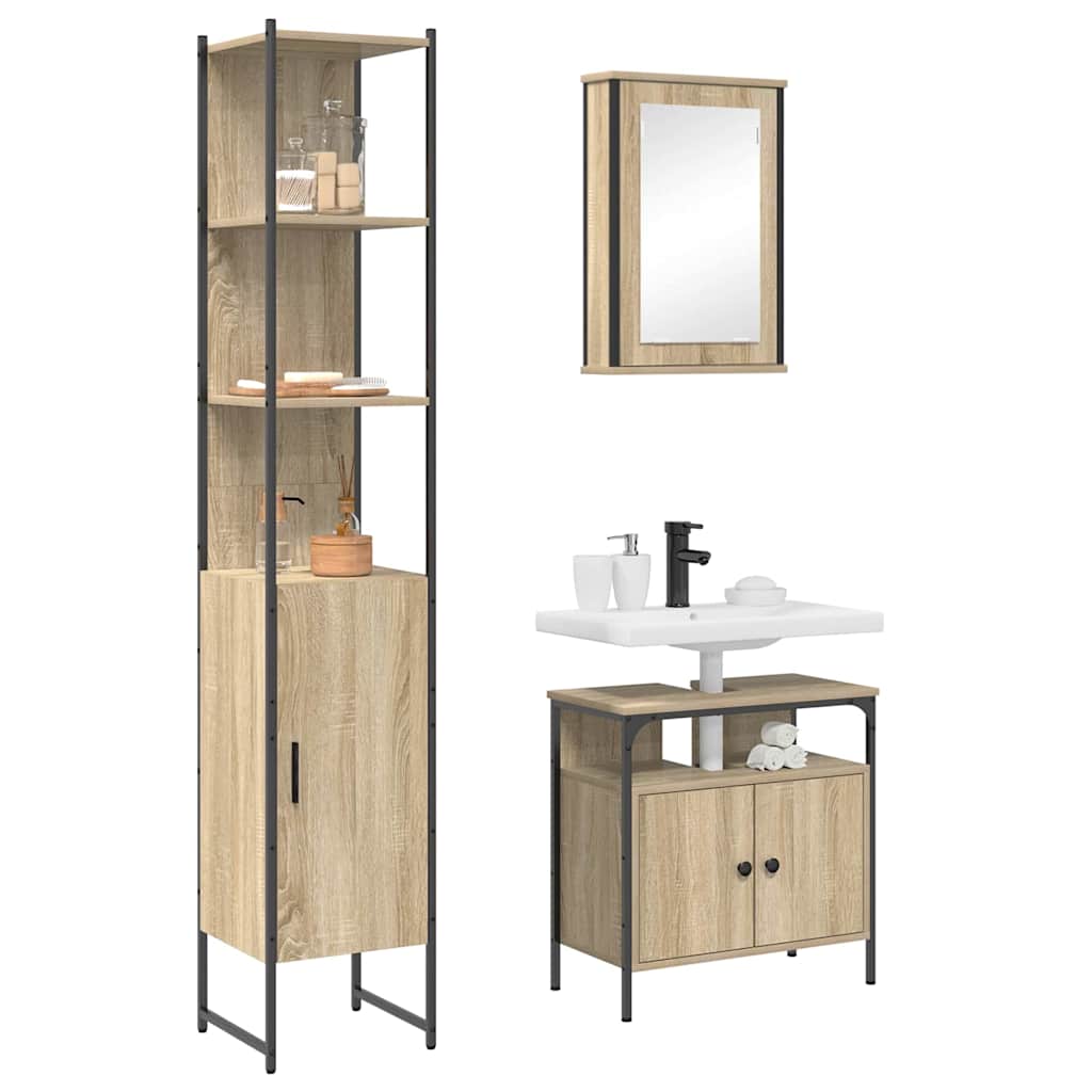 Badezimmermöbel Set 3 pcs Sonoma Eiche 33 x 33 x 185.5 cm