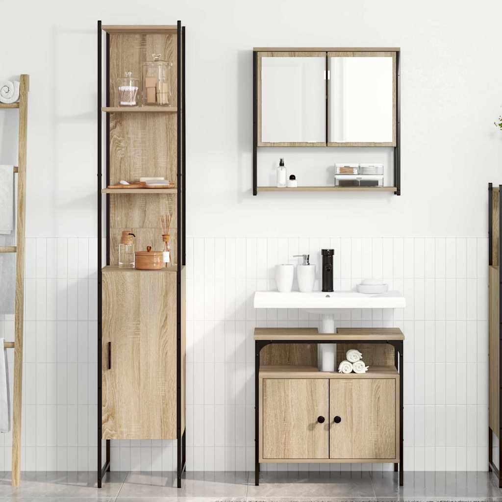 Badezimmermöbel Set 3 pcs Sonoma Eiche 33 x 33 x 185.5 cm