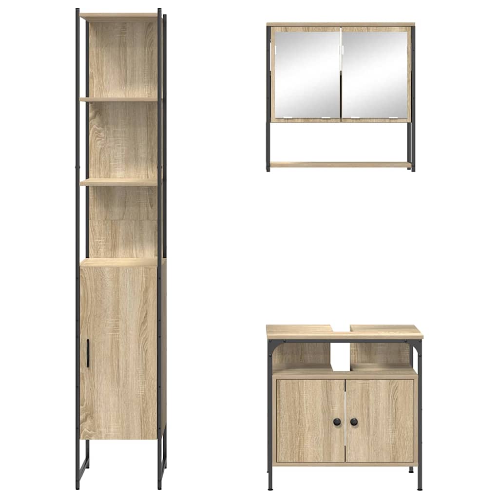Badezimmermöbel Set 3 pcs Sonoma Eiche 33 x 33 x 185.5 cm