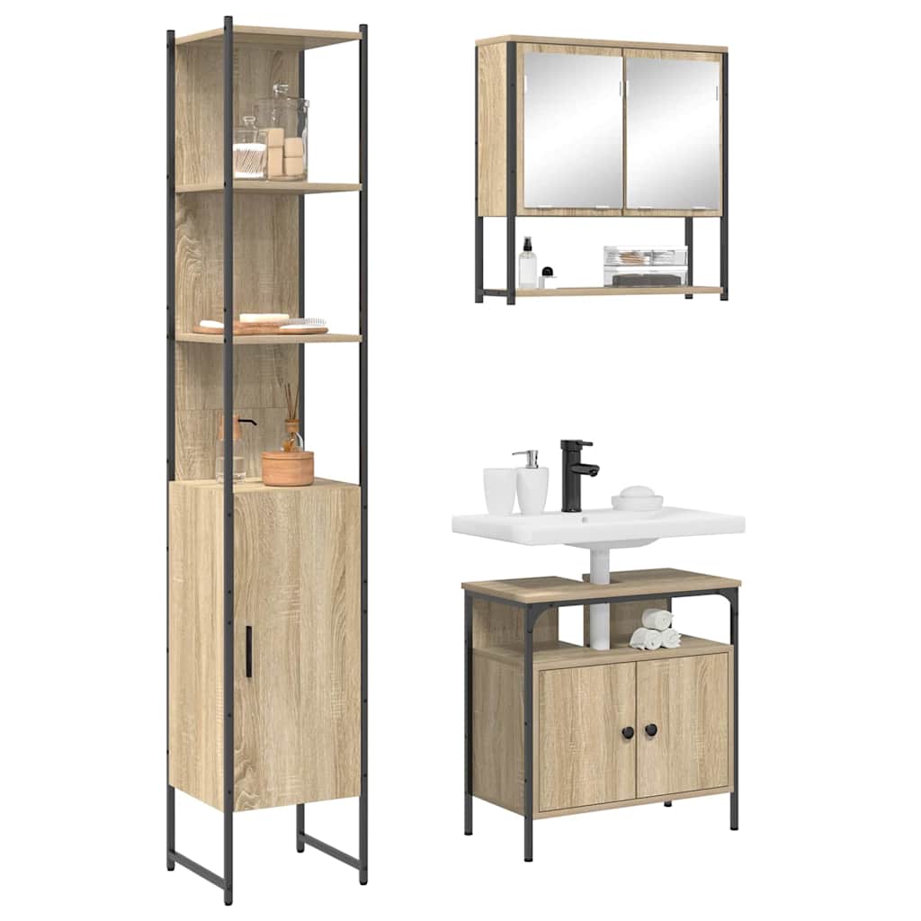 Badezimmermöbel Set 3 pcs Sonoma Eiche 33 x 33 x 185.5 cm