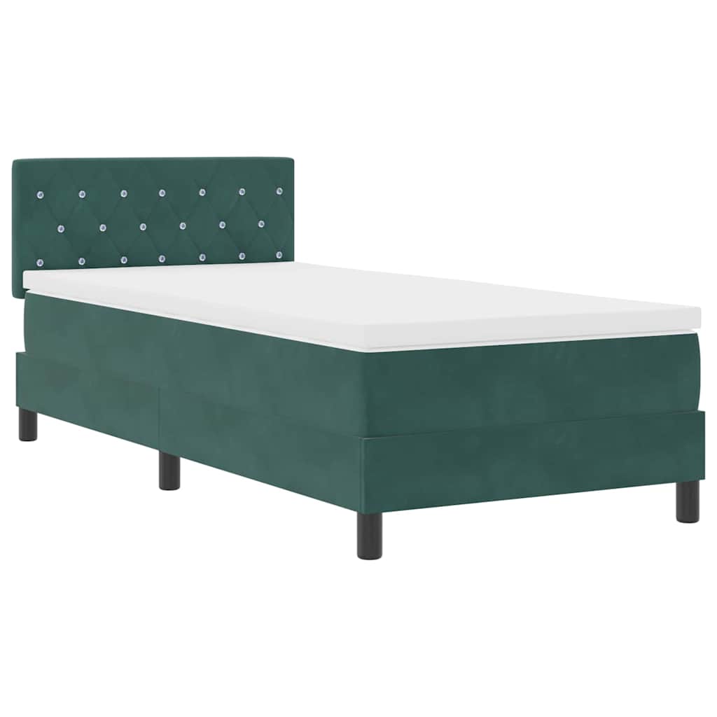 Boxspringbett mit Matratze Dunkelgrün 100 x 200 cm Samt