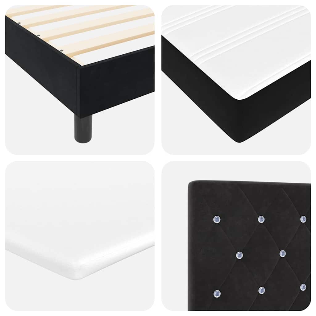 Boxspringbett mit Matratze Schwarz 120 x 190 cm Samt