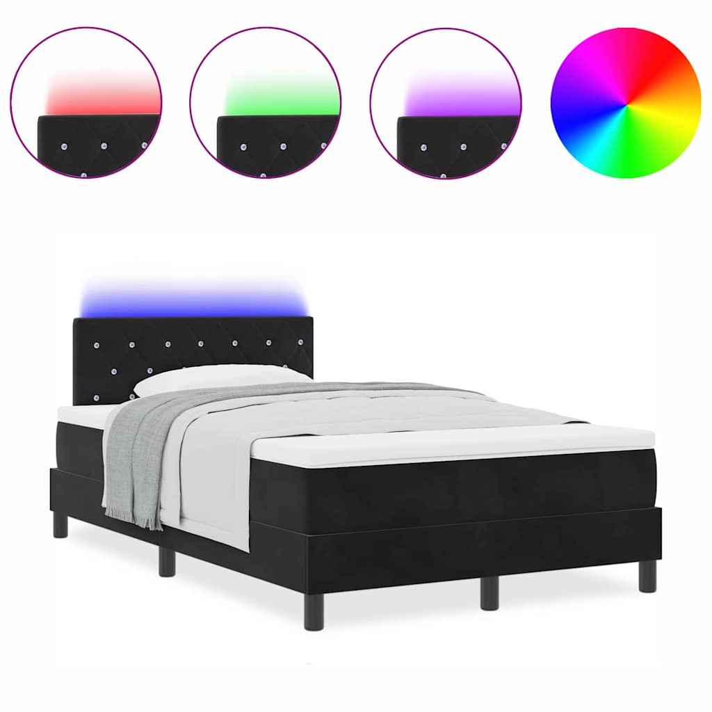 Boxspringbett mit Matratze Schwarz 120 x 190 cm Samt
