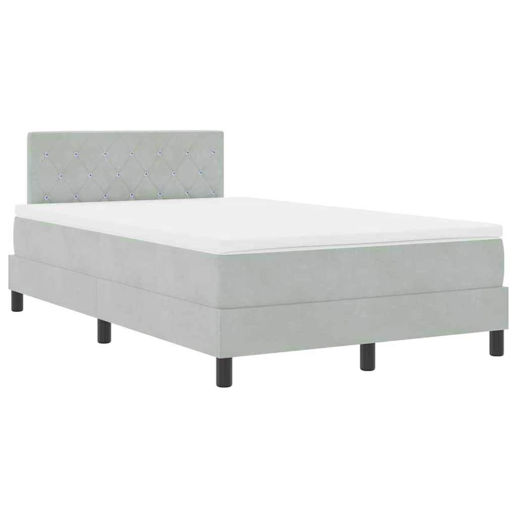 Boxspringbett mit Matratze Hellgrau 120 x 200 cm Samt