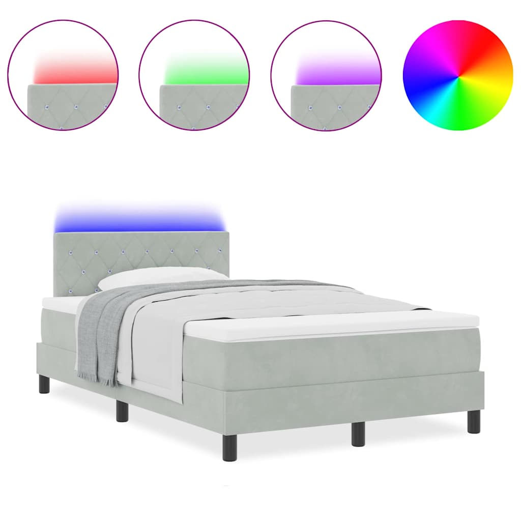 Boxspringbett mit Matratze Hellgrau 120 x 200 cm Samt