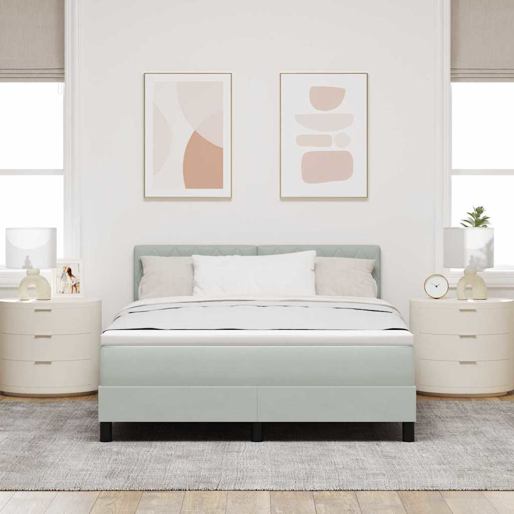 Boxspringbett mit Matratze Hellgrau 140 x 190 cm Samt