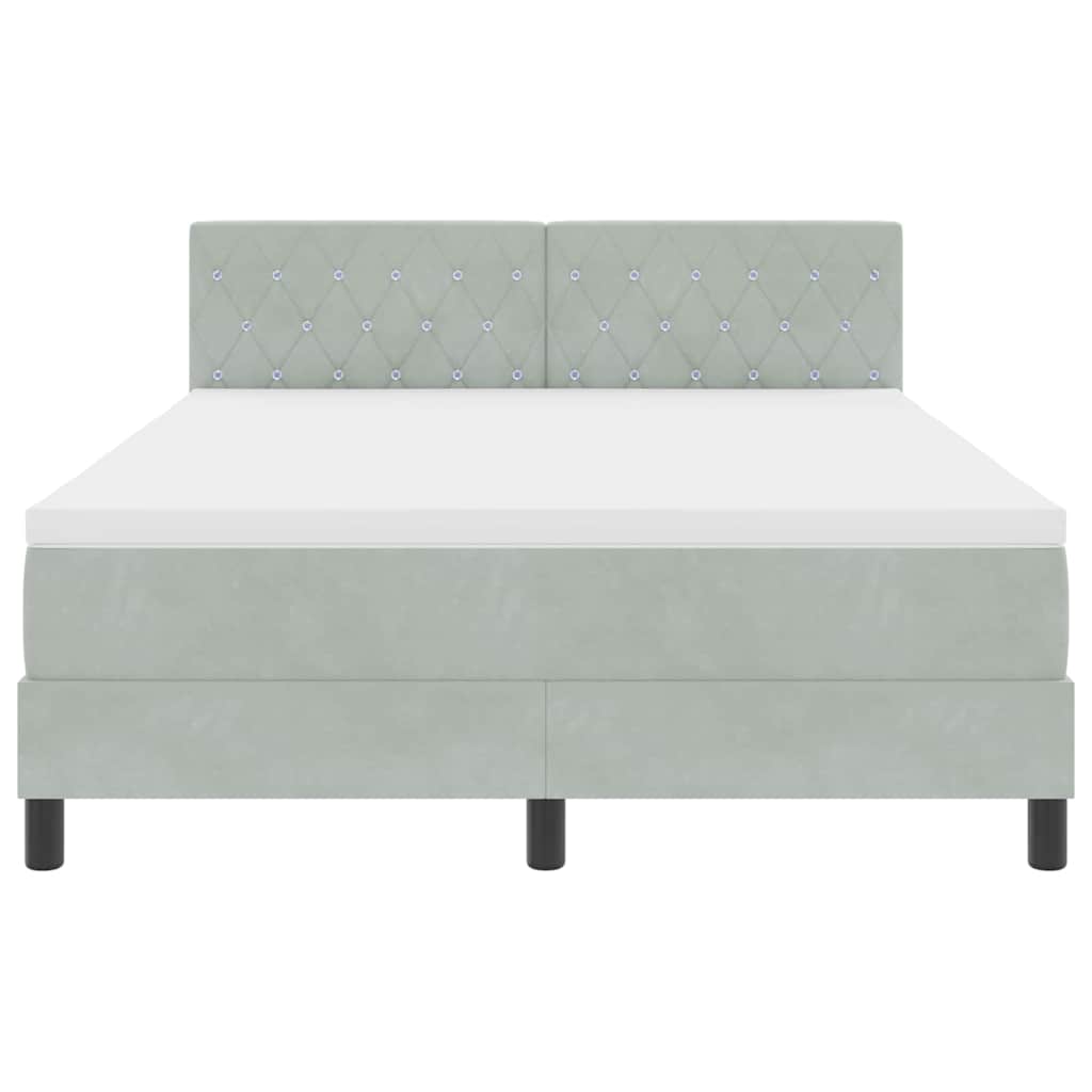 Boxspringbett mit Matratze Hellgrau 140 x 190 cm Samt