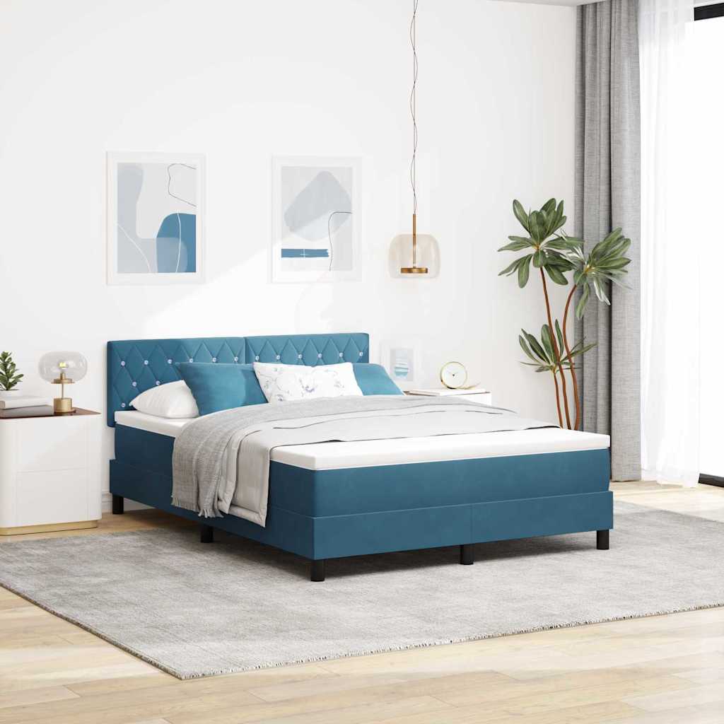 Boxspringbett mit Matratze Dunkelblau 140 x 190 cm Samt