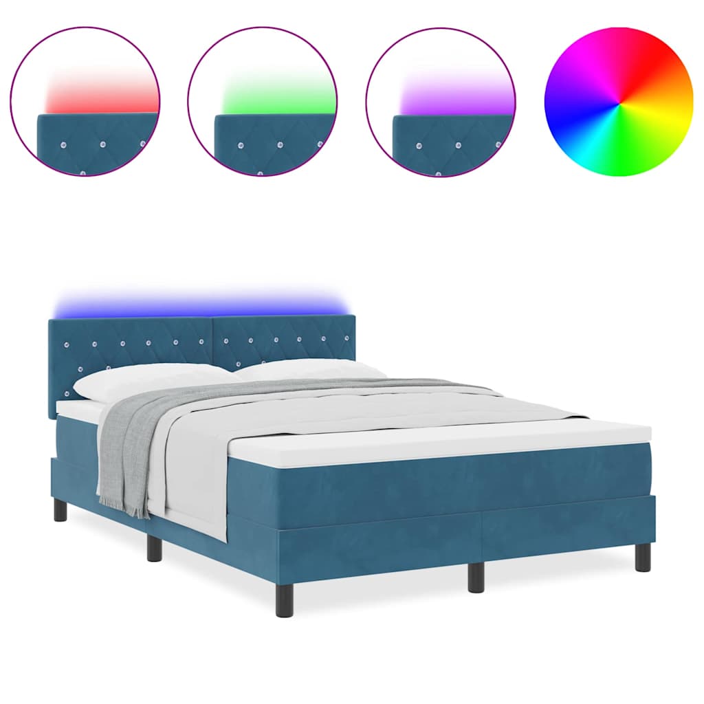 Boxspringbett mit Matratze Dunkelblau 140 x 190 cm Samt