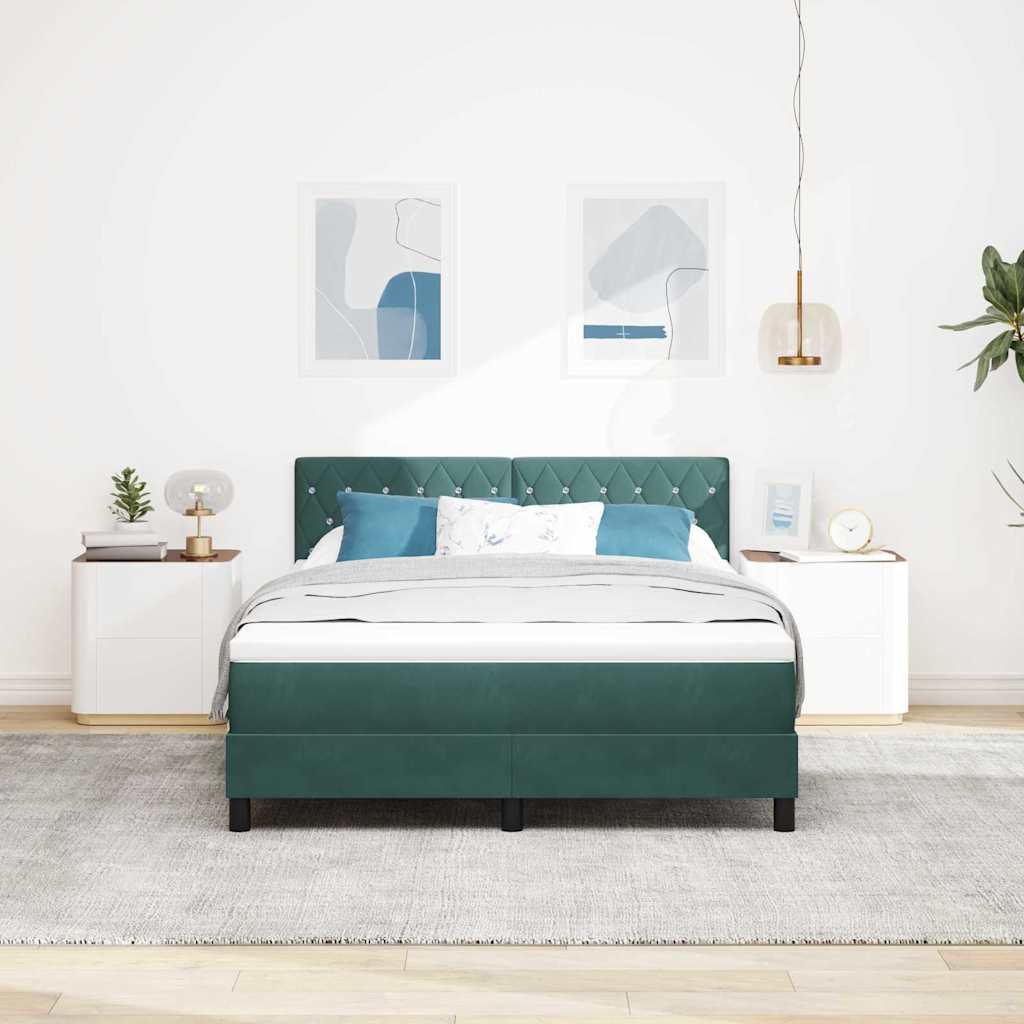 Boxspringbett mit Matratze Dunkelgrün 160 x 200 cm Samt
